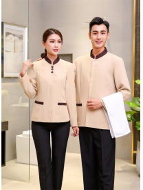 保潔服女式三?？勰惺揭涣？?米黃
