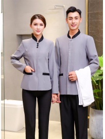 保潔服女式三?？勰惺揭涣？?灰色